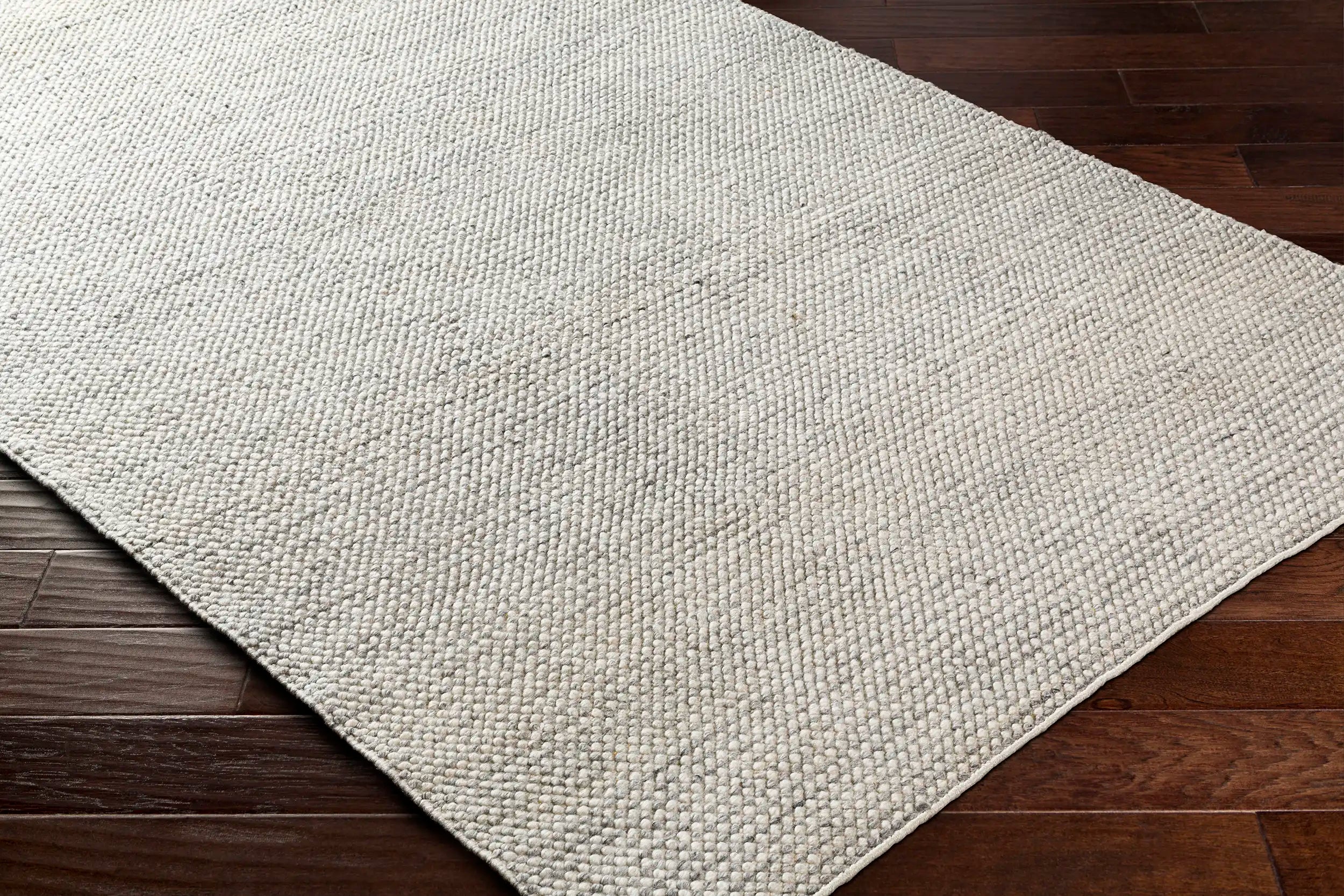 Hand-Woven Reika Off White and Gray Recycled Pet Yarn Rug
