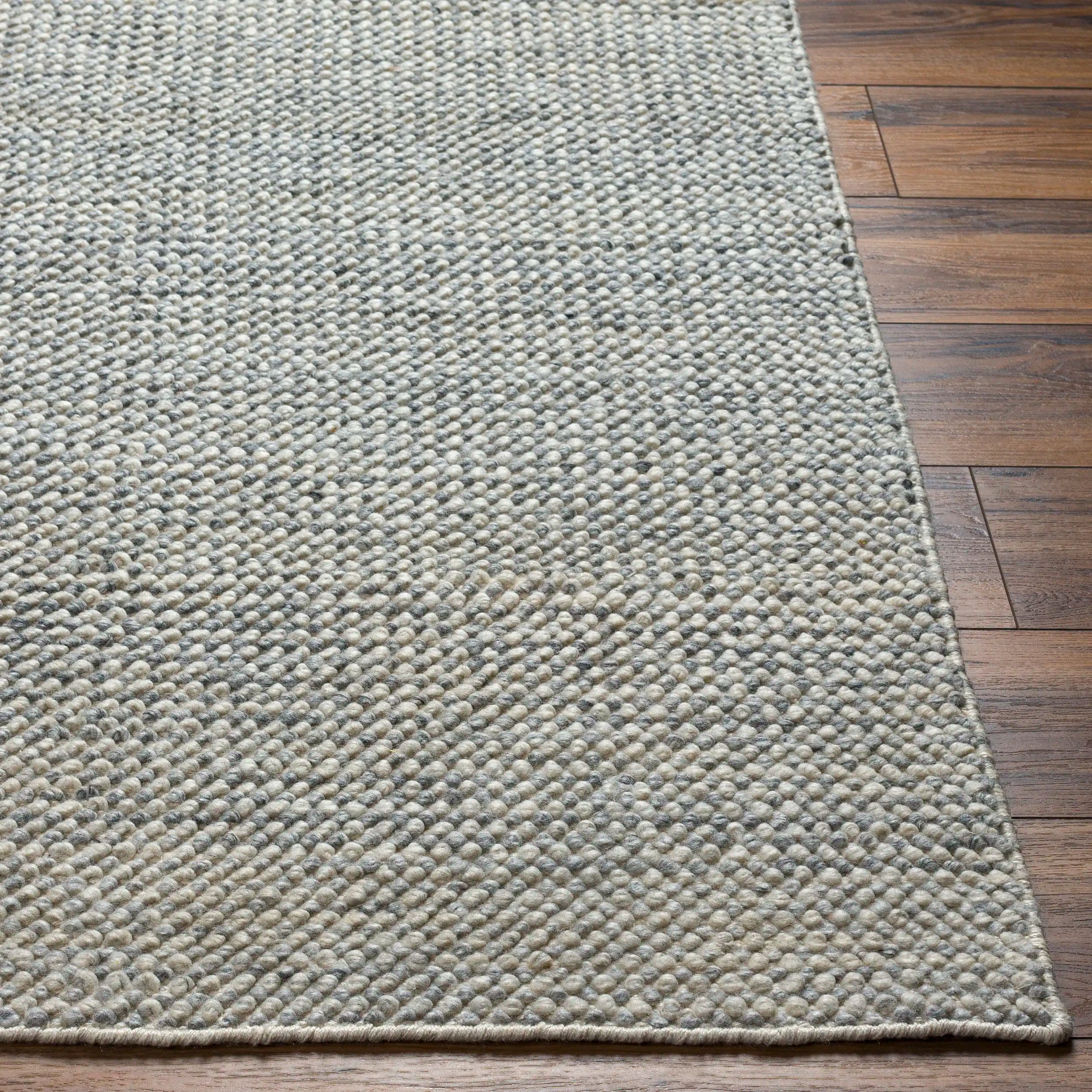 Hand-Woven Reika Off White and Gray Recycled Pet Yarn Rug