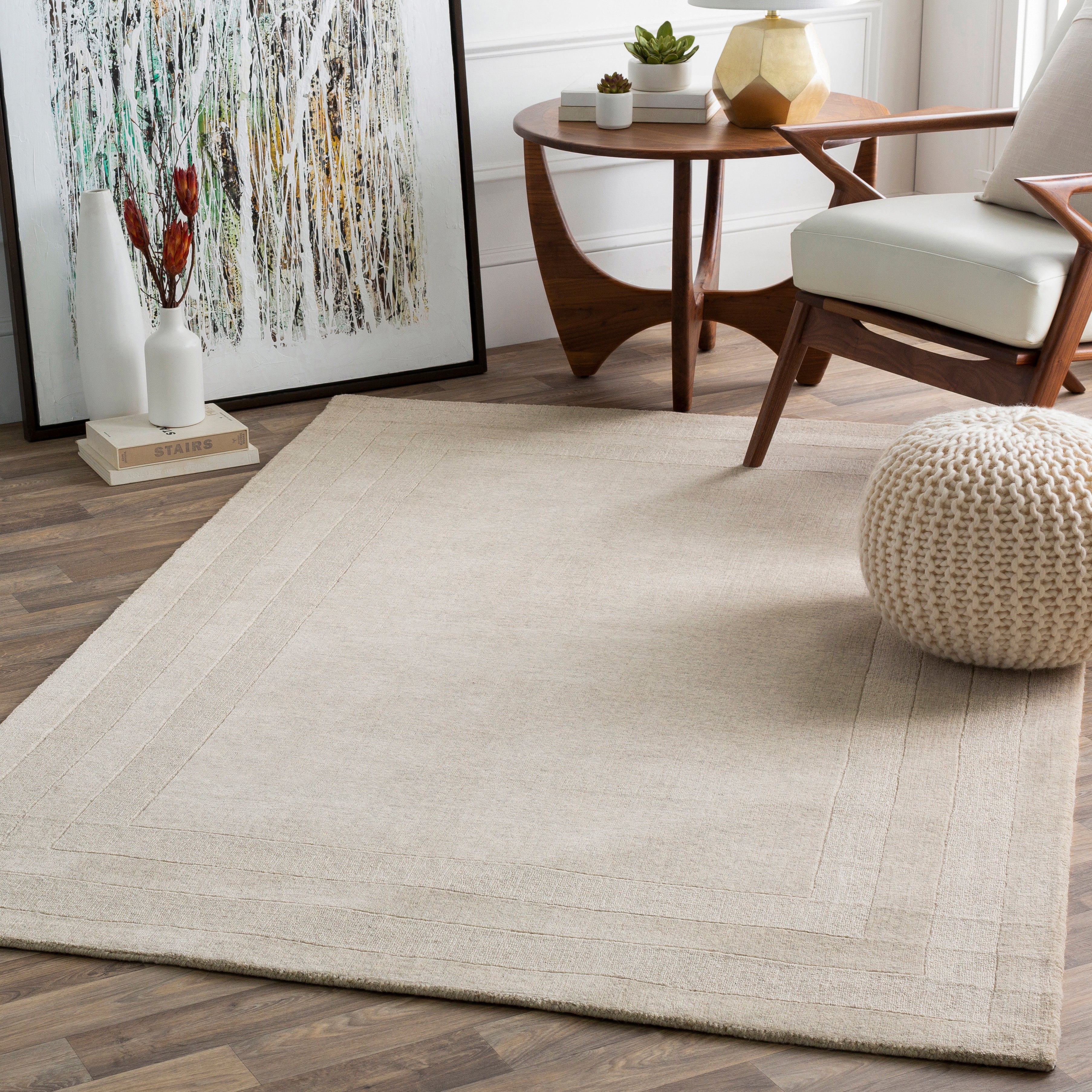 Hand-Tufted Sorrento Beige and Taupe Wool-Nylon Rug