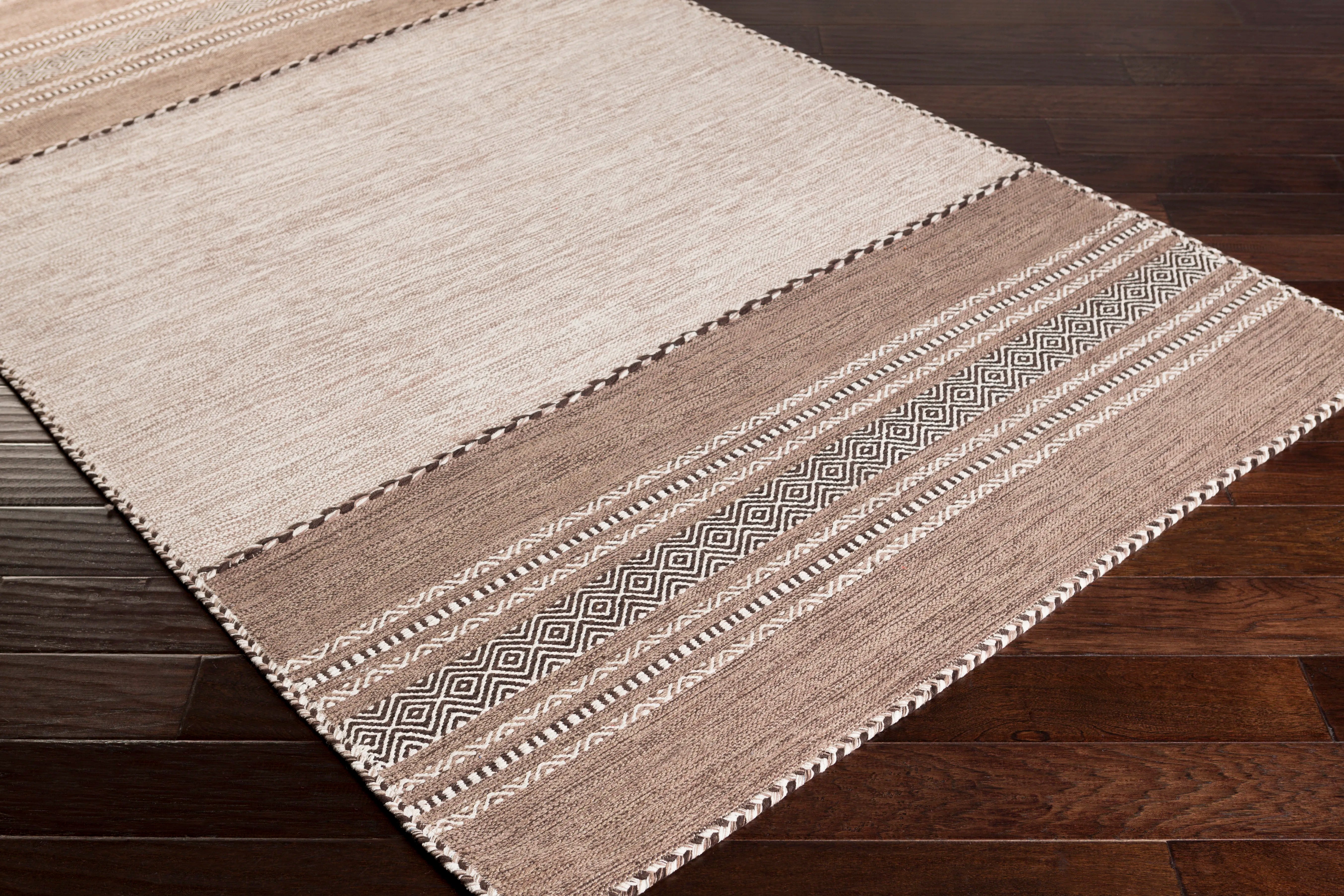 Handwoven Trenza Brown Cotton Rug