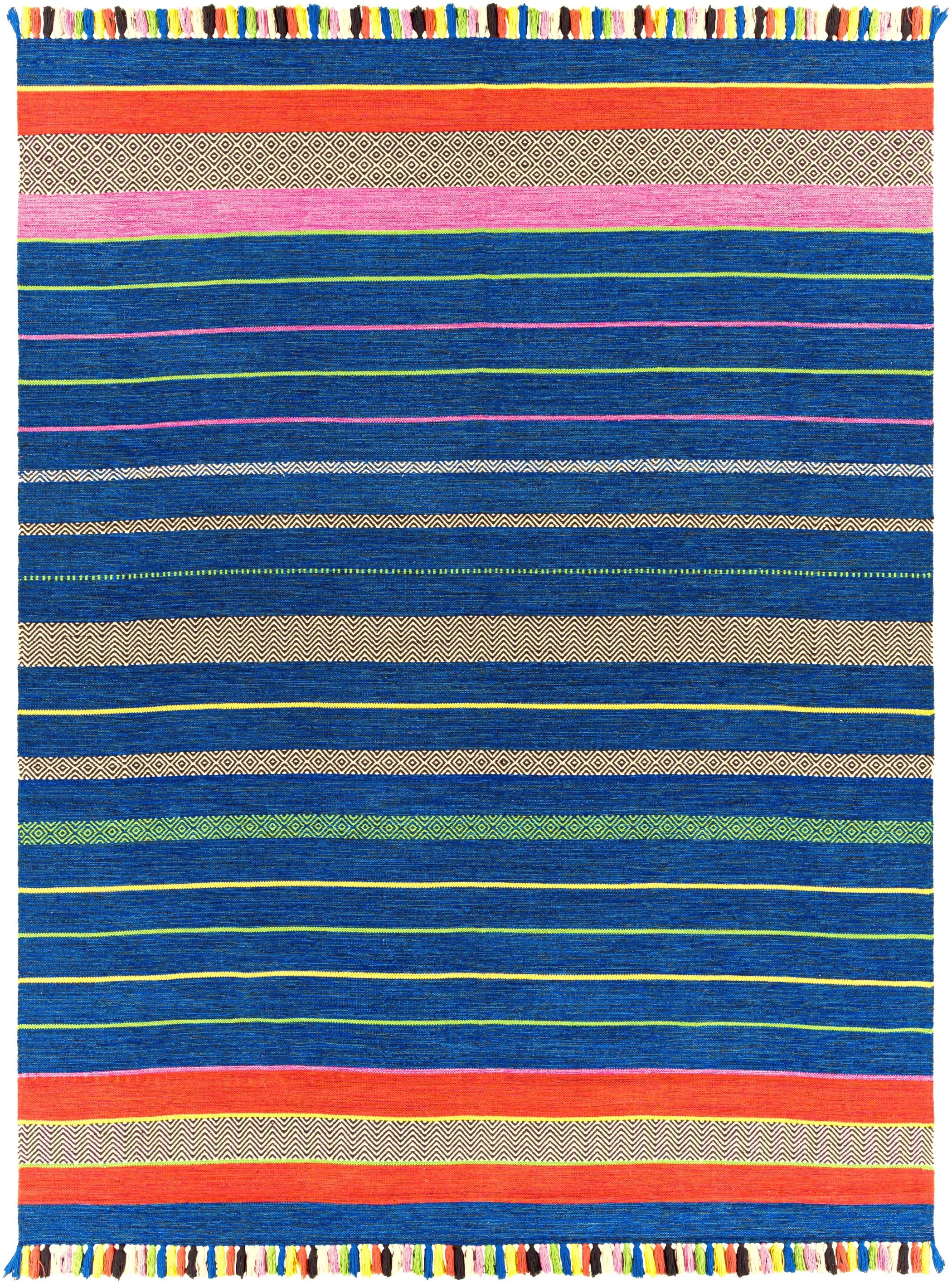 Handwoven Trenza Blue Cotton Rug