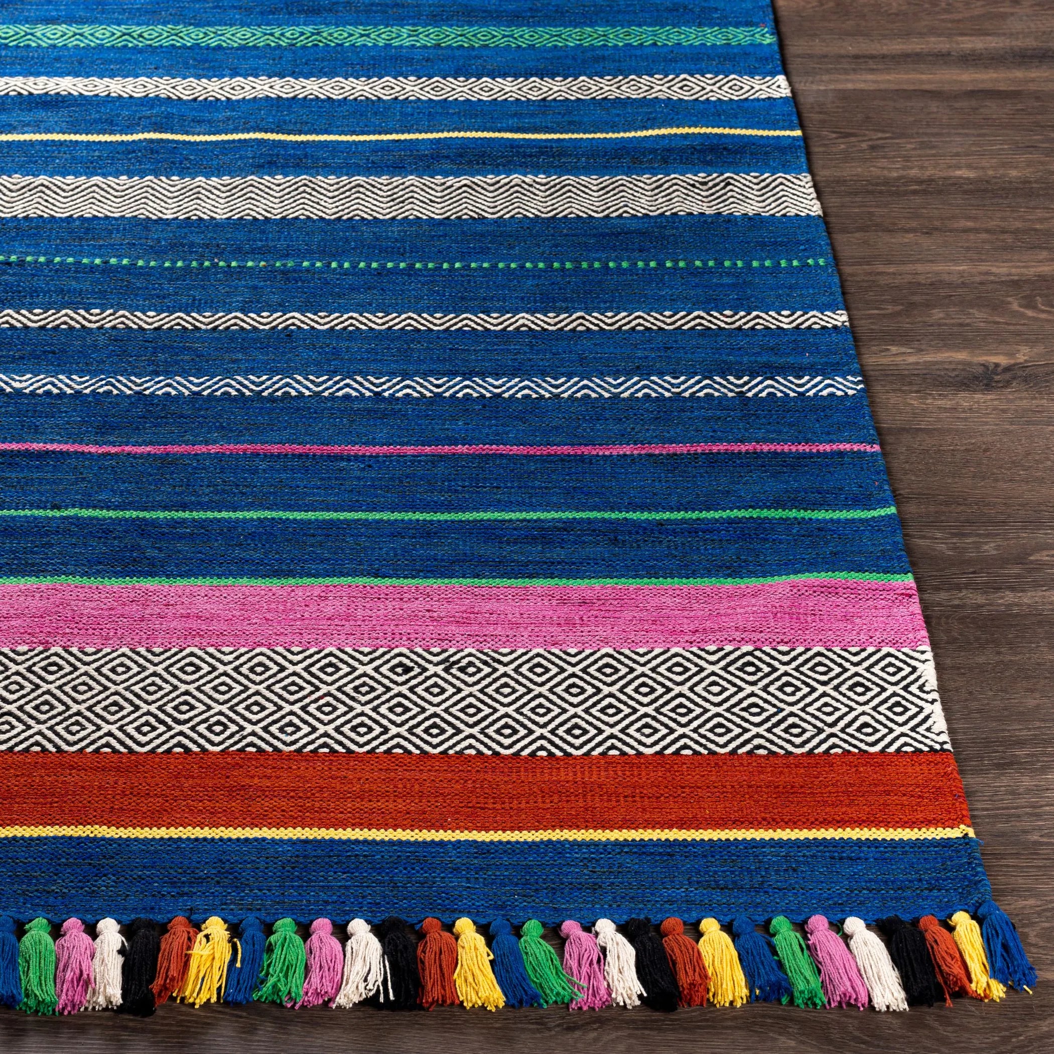 Handwoven Trenza Blue Cotton Rug