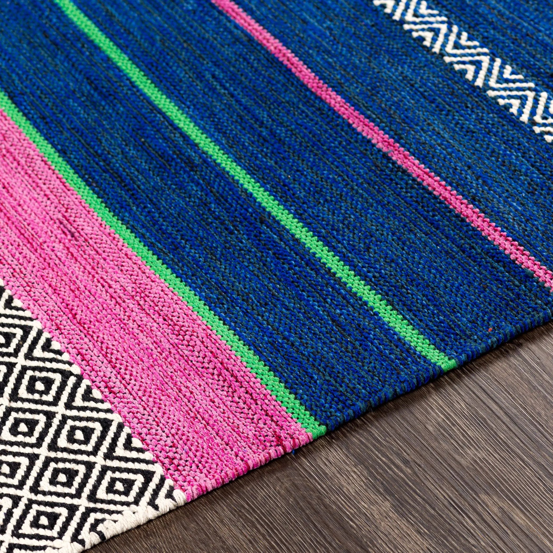 Handwoven Trenza Blue Cotton Rug