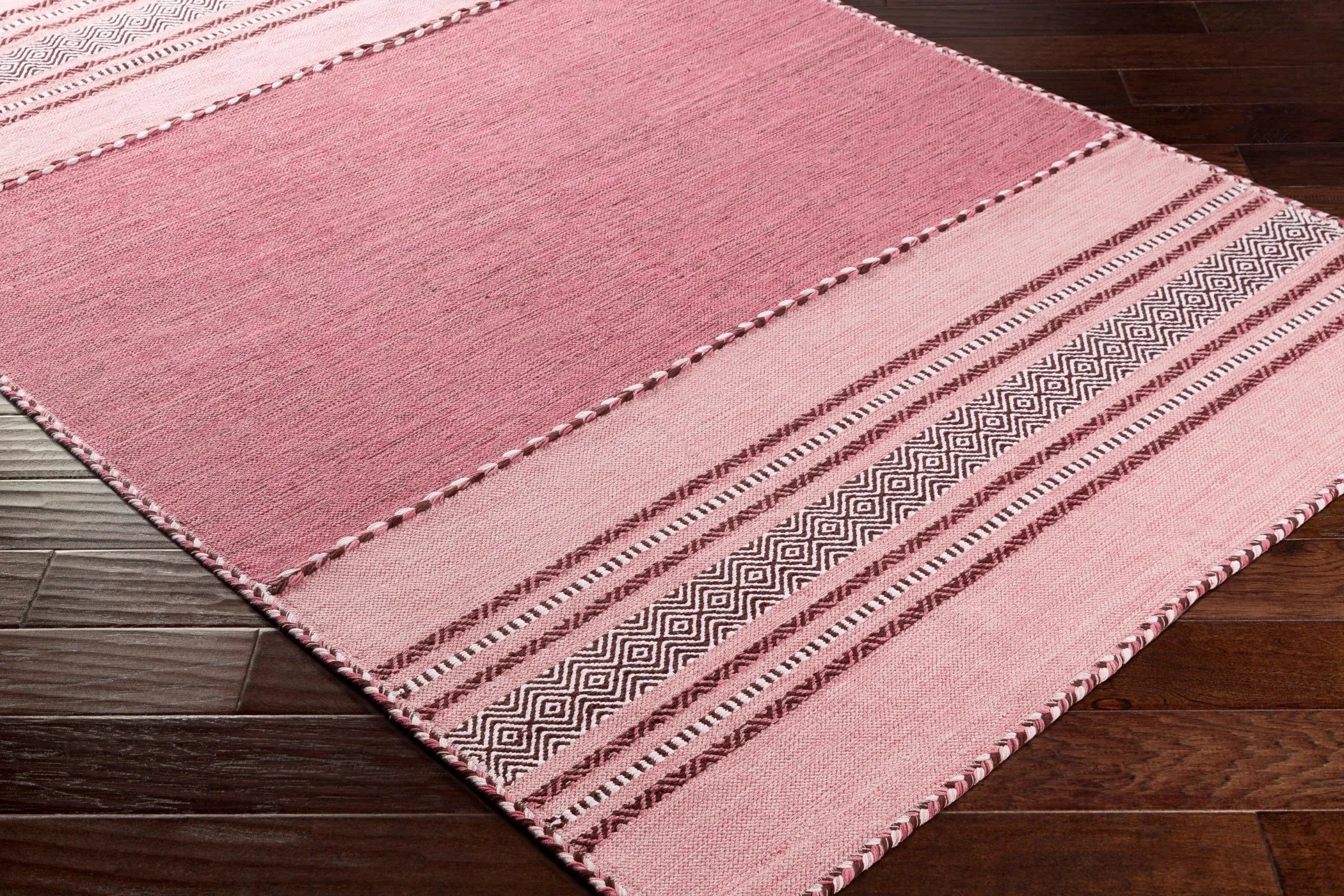 Handwoven Trenza Pink Cotton Rug