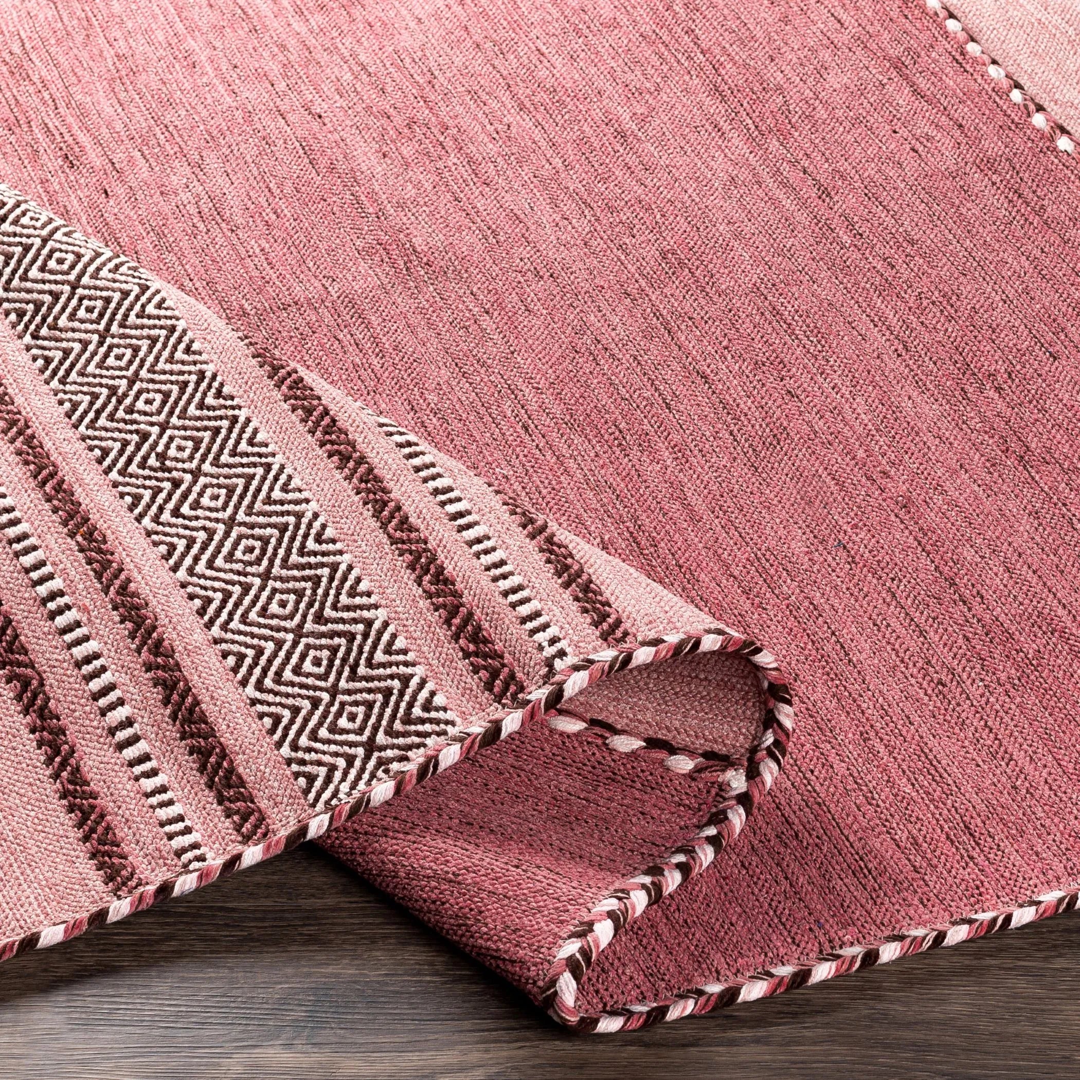 Handwoven Trenza Pink Cotton Rug