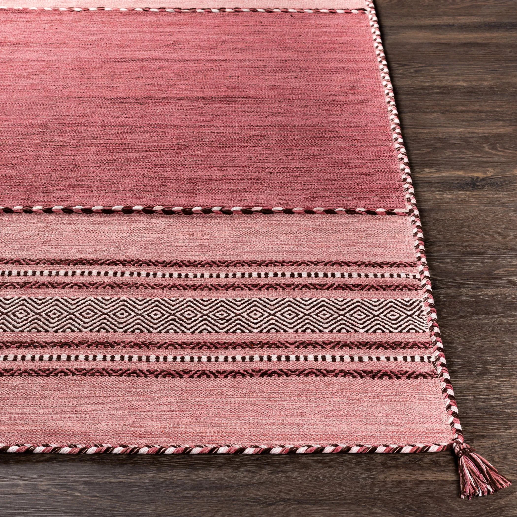 Handwoven Trenza Pink Cotton Rug