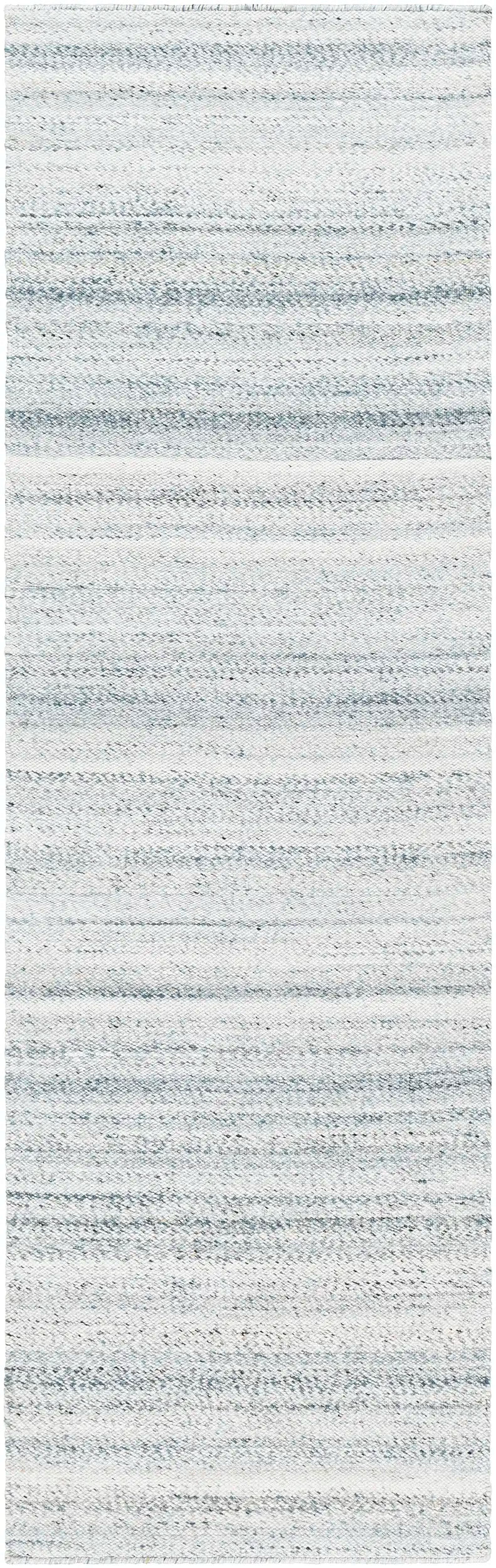 Hand Woven Verna White and Blue Striped Recycled Pet Yarn Rug