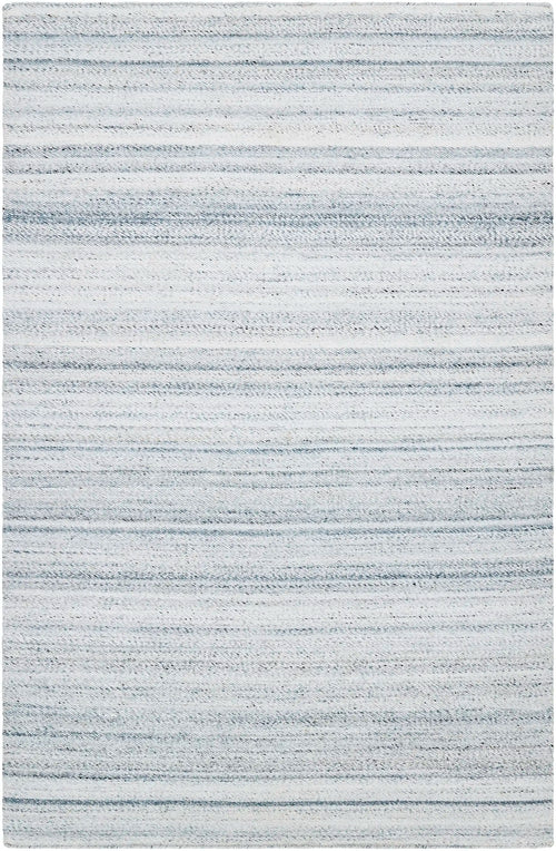 Hand Woven Verna White and Blue Striped Recycled Pet Yarn Rug