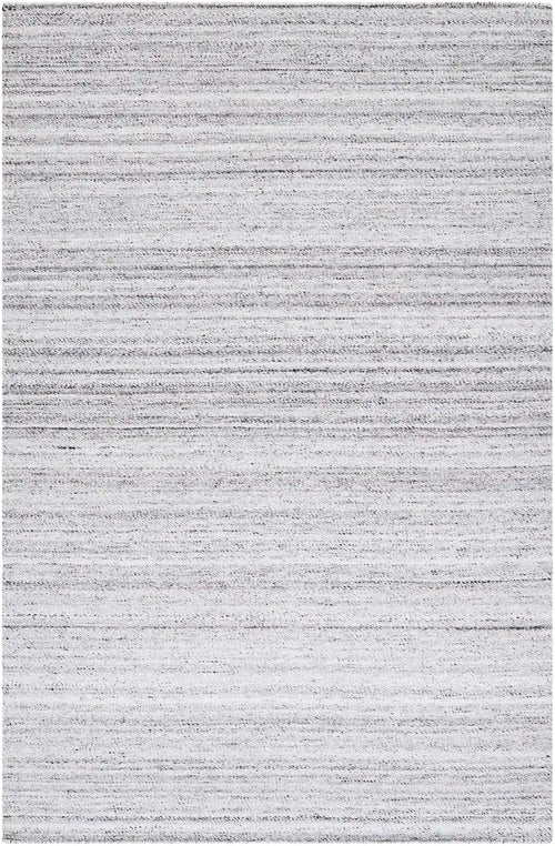 Hand Woven Verna Light Gray and Black Striped Recycled Pet Yarn Rug