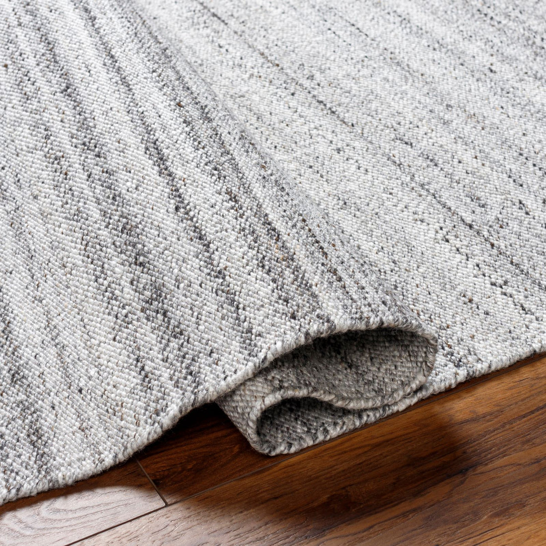 Hand Woven Verna Cream and Light Grey Striped Recycled Pet Yarn Rug